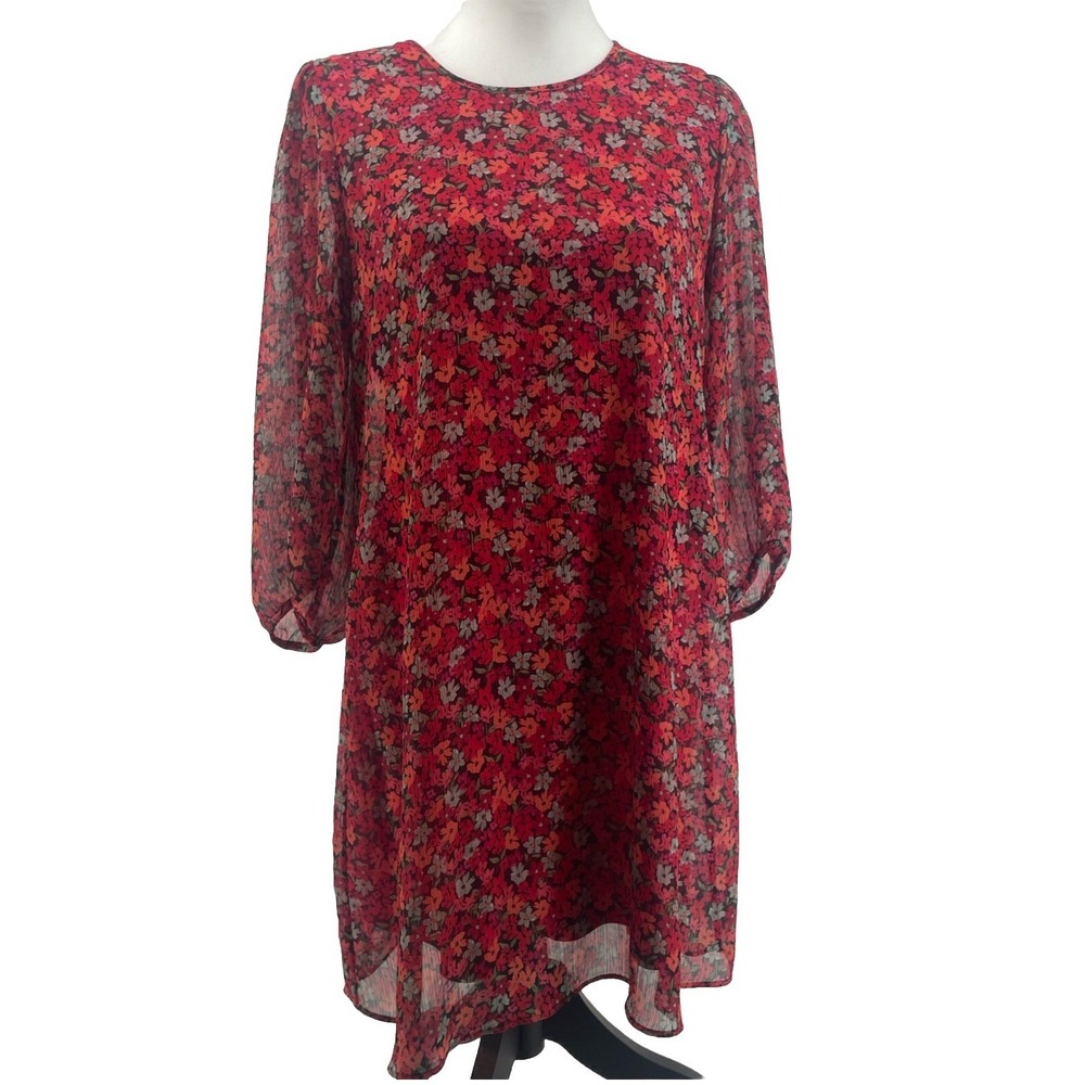 Calvin Klein Floral Dress Women's 10P Red Cottagecore Boho Ethereal‎ Romantic